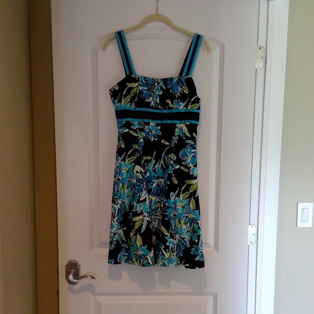 Black and Teal A-line dress